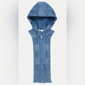 NWOT $258 Veronica Beard Brey blue cotton knit hoodie Dickey jacket insert